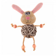 GiGwi заяц с плетеным мячиком с колокольчиком