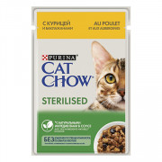 Cat Chow консервы для кошек стерилизованных курица и баклажан
