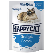 Happy Cat консервы для стерилизованных кошек лосось кусочками в желе