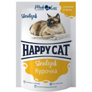 Happy Cat консервы для стерилизованных кошек курица кусочками в желе