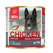 Blitz Classic Dog Chicken & Veal Minced корм консервированный для собак всех пород и возрастов курица с телятиной