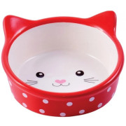 КерамикАрт миска керамическая для кошек Мордочка кошки 250мл, в горошек