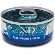 Farmina N&D Ocean консервы беззерновые для кошек тунец, сардина и креветки
