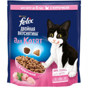 Felix Двойная Вкуснятина корм сухой для котят до года с курочкой