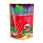 Herbax пауч для кошек мясное ассорти в соусе с листьями брусники