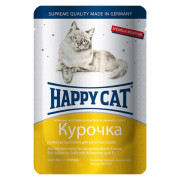Happy Cat консервы для кошек кусочки и ломтики в яичном соусе курочка
