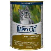 Happy Cat консервы для кошек утка и цыпленок кусочки в желе