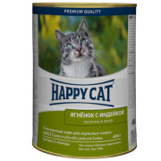 Happy Cat консервы для кошек ягненок и индейка кусочки в желе