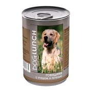 Dog Lunch консервы для собак говядина с рубцом и печенью в желе