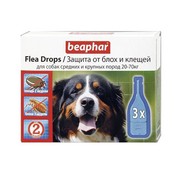 Beaphar капли для собак средних и крупных пород 20-70кг от блох и клещей (диазинон) 3 пипетки