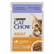 Cat Chow консервы для кошек кусочки в желе ягненок, зеленая фасоль